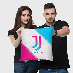 Подушка квадратная Juventus neon gradient style, цвет: 3D-принт — фото 2