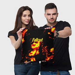 Подушка квадратная Fallout огнненое лого, цвет: 3D-принт — фото 2