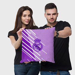 Подушка квадратная Real Madrid текстура фк, цвет: 3D-принт — фото 2