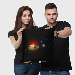 Подушка квадратная Планеты на черном фоне, цвет: 3D-принт — фото 2