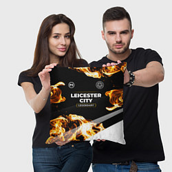 Подушка квадратная Leicester City legendary sport fire, цвет: 3D-принт — фото 2