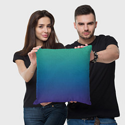 Подушка квадратная Градиент зелёно-фиолетовый, цвет: 3D-принт — фото 2
