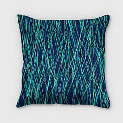 Подушка квадратная Тёмно-синий абстрактный неоновые линии, цвет: 3D-принт