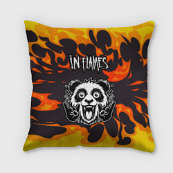 Подушка квадратная In Flames рок панда и огонь, цвет: 3D-принт