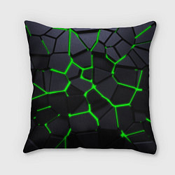 Подушка квадратная Зеленые плиты киберпанк, цвет: 3D-принт