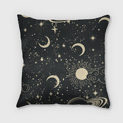Подушка квадратная Звёздная карта с лунами и солнцем, цвет: 3D-принт