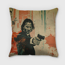 Подушка квадратная Джон Уик с пистолетом, цвет: 3D-принт