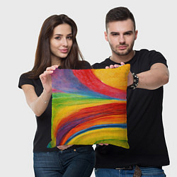 Подушка квадратная Рисунок масляной пастелью, цвет: 3D-принт — фото 2