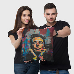 Подушка квадратная Илон Маск граффити портрет, цвет: 3D-принт — фото 2