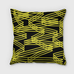 Подушка квадратная Желтые светящиеся линии, цвет: 3D-принт