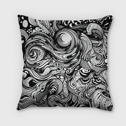 Подушка квадратная Черные и белые абстрактные узоры, цвет: 3D-принт