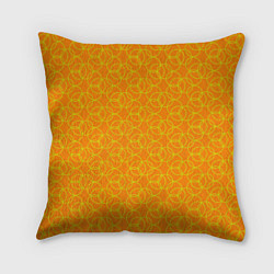 Подушка квадратная Паттерн из окружностей оранжевый, цвет: 3D-принт