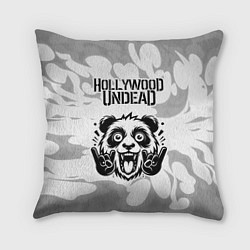 Подушка квадратная Hollywood Undead рок панда на светлом фоне, цвет: 3D-принт