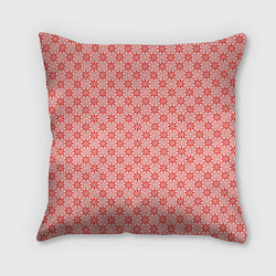 Подушка квадратная Светлый красно-розовый паттерн цветочный, цвет: 3D-принт