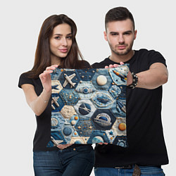 Подушка квадратная Пэчворк с авиацией, цвет: 3D-принт — фото 2