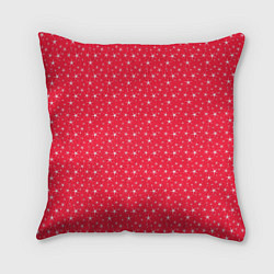 Подушка квадратная Розово-красный со звёздочками, цвет: 3D-принт
