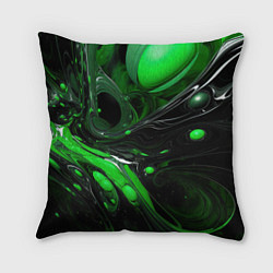 Подушка квадратная Green dark abstract geometry style, цвет: 3D-принт