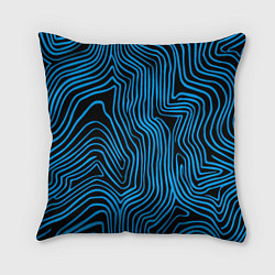 Подушка квадратная Синие линии узор, цвет: 3D-принт