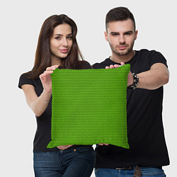 Подушка квадратная Кислотный зелёный имитация сетки, цвет: 3D-принт — фото 2