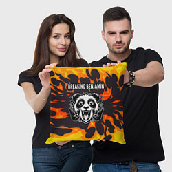 Подушка квадратная Breaking Benjamin рок панда и огонь, цвет: 3D-принт — фото 2