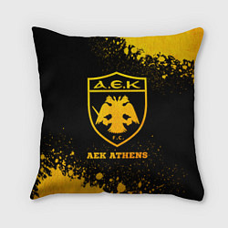 Подушка квадратная AEK Athens - gold gradient, цвет: 3D-принт