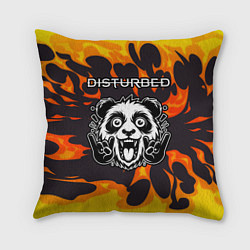 Подушка квадратная Disturbed рок панда и огонь, цвет: 3D-принт