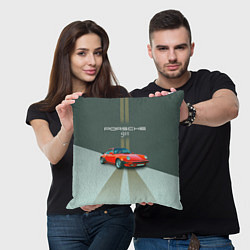 Подушка квадратная Porsche спортивный немецкий автомобиль, цвет: 3D-принт — фото 2