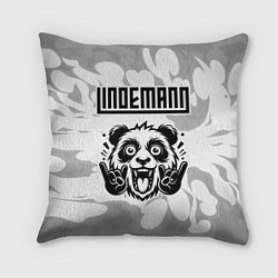 Подушка квадратная Lindemann рок панда на светлом фоне, цвет: 3D-принт
