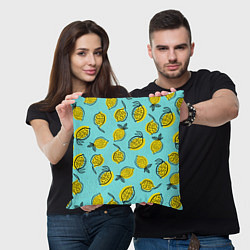 Подушка квадратная Летние лимоны - паттерн, цвет: 3D-принт — фото 2