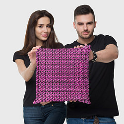Подушка квадратная Чёрные плюсики на розовом фоне, цвет: 3D-принт — фото 2