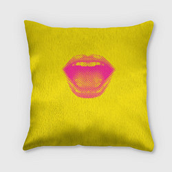 Подушка квадратная Абстрактные ретро губы, цвет: 3D-принт