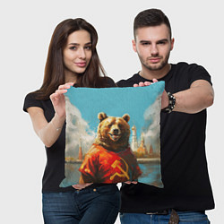 Подушка квадратная Медведь с гербом СССР, цвет: 3D-принт — фото 2