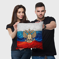 Подушка квадратная Россия герб и флаг, цвет: 3D-принт — фото 2