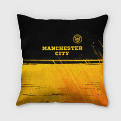 Подушка квадратная Manchester City - gold gradient посередине, цвет: 3D-принт