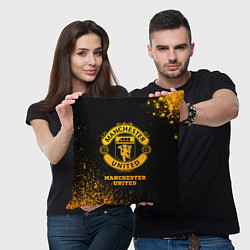 Подушка квадратная Manchester United - gold gradient, цвет: 3D-принт — фото 2
