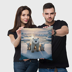 Подушка квадратная Polar bear with her cubs - ai art, цвет: 3D-принт — фото 2