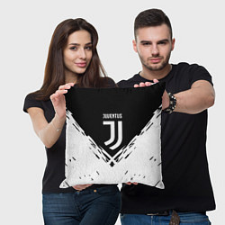 Подушка квадратная Juventus sport geometry fc club, цвет: 3D-принт — фото 2