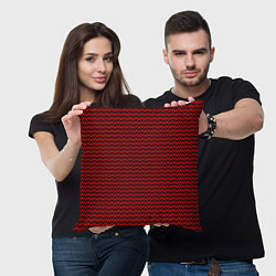 Подушка квадратная Красно-чёрный волнистые линии, цвет: 3D-принт — фото 2