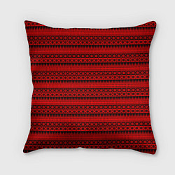 Подушка квадратная Чёрно-красный норвежский узор, цвет: 3D-принт