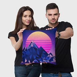 Подушка квадратная Vaporwave неоновые горы, цвет: 3D-принт — фото 2