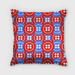 Подушка квадратная Красные и синие пуговицы, цвет: 3D-принт