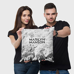 Подушка квадратная Marilyn Manson white graphite, цвет: 3D-принт — фото 2