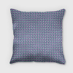 Подушка квадратная Волнистые полосы текстурированный сиренево-бирюзов, цвет: 3D-принт