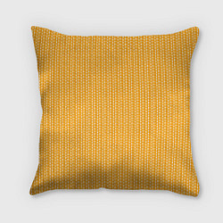 Подушка квадратная Жёлтый в маленькие белые полосочки, цвет: 3D-принт