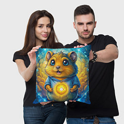 Подушка квадратная Хомяк в криптовалюте, цвет: 3D-принт — фото 2