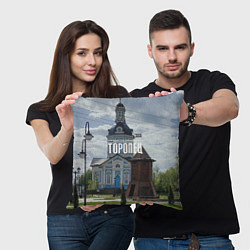 Подушка квадратная Торопец Сторожевая башня, цвет: 3D-принт — фото 2
