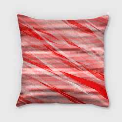 Подушка квадратная Полосатый красно-белый, цвет: 3D-принт