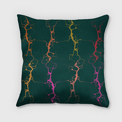 Подушка квадратная Молнии на изумрудном, цвет: 3D-принт