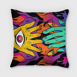Подушка квадратная Психоделические руки, цвет: 3D-принт