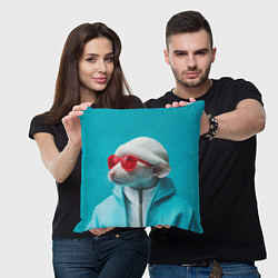 Подушка квадратная Крыса в шапке, цвет: 3D-принт — фото 2